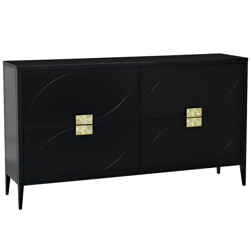 Комод с 4-мя ящиками Amelie Black Chest of Drawers Черный Черный Золотой в Ижевске | Loft Concept 