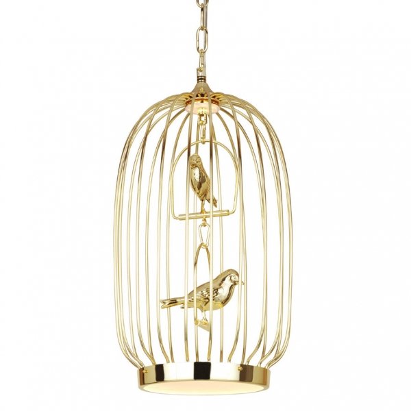 Люстра Birdcage Chandelier Two Gold Глянцевое золото в Ижевске | Loft Concept 