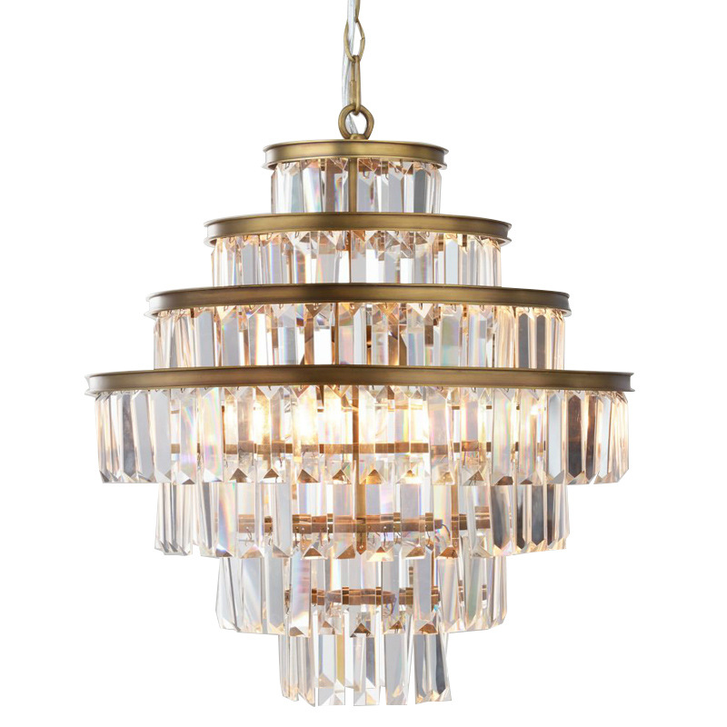 Люстра RH Alaine Crystal Large Pendant Antiqued Brass Золотой Прозрачное Стекло в Ижевске | Loft Concept 