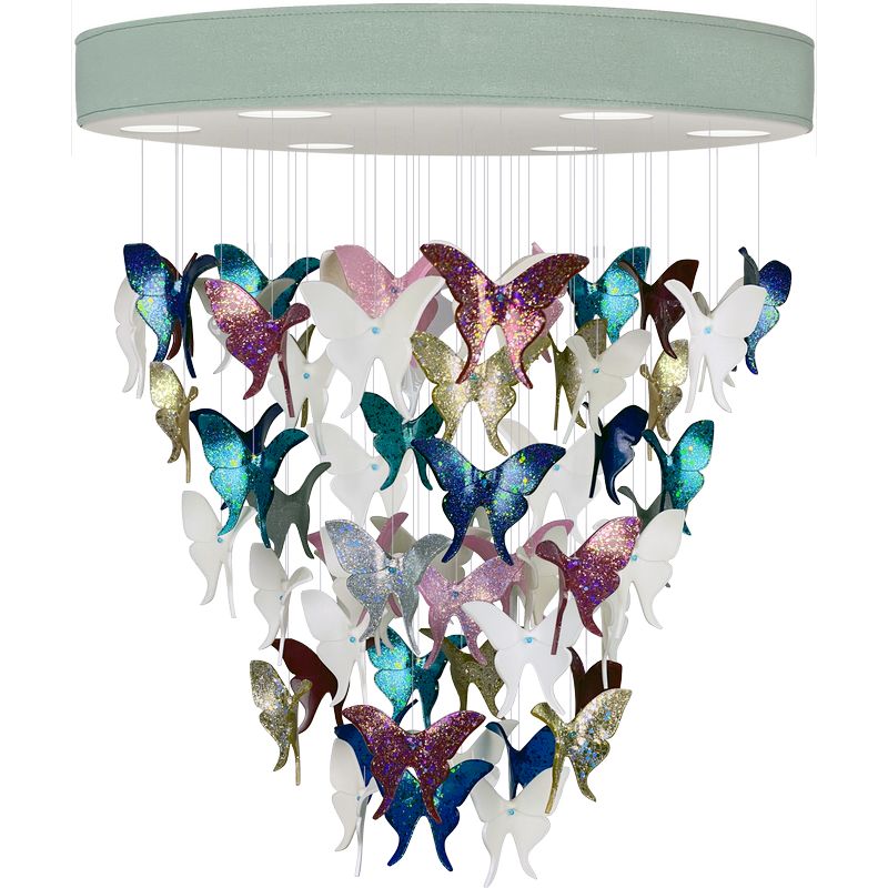 Люстра Цветные Бабочки Светло-Зеленая база Night Butterflies Chandelier Multi Color Зеленый Мульти в Ижевске | Loft Concept 