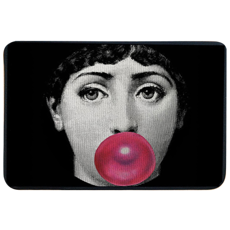 Ковер для прихожей и ванной Fornasetti Pink Bubblegum Rug Черно-белый Розовый в Ижевске | Loft Concept 