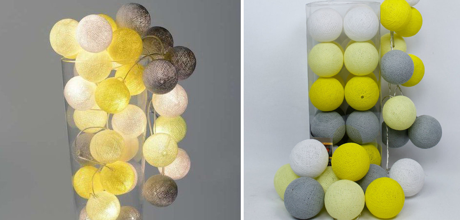 Гирлянда хлопковые фонарики Сotton Ball Yellow - Loft-Concept в Ижевске