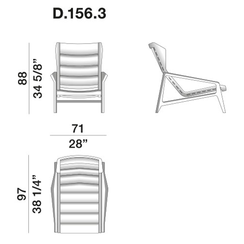 Дизайнерское кресло с подлокотниками из массива дерева Gio Ponti D.156.3 Armchair в Ижевске