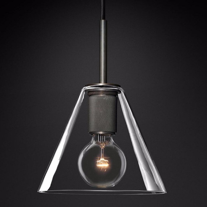 Подвесной светильник RH Utilitaire Funnel Pendant Black Темная бронза Прозрачное Стекло в Ижевске | Loft Concept 