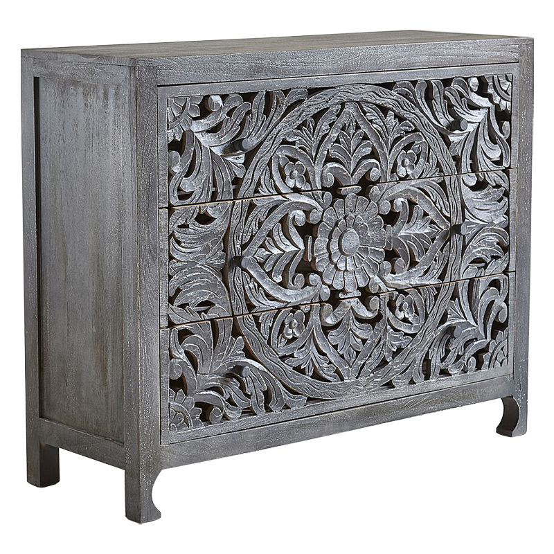 Комод Indian Antique White Furniture Chest of Drawers Kailash серый Серый в Ижевске | Loft Concept 