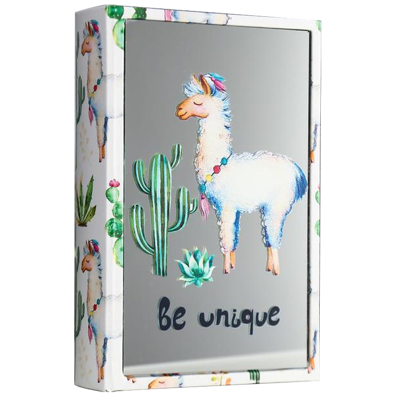 Шкатулка-книга Funny Llama and Cactus Mirror Book Box Мульти Белый в Ижевске | Loft Concept 