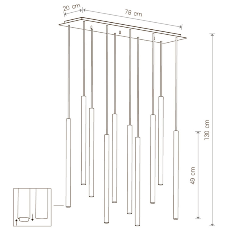 Светильник Trumpet Rectangle Black 10 плафонов в Ижевске