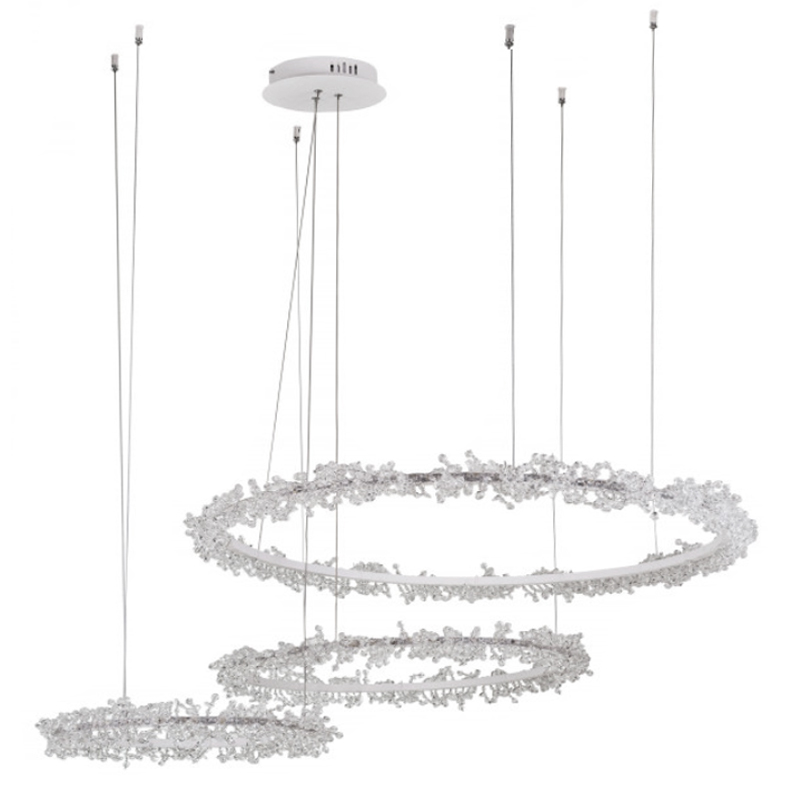 Люстра Crystal round chandelier 3 кольца Белый Прозрачный Белый в Ижевске | Loft Concept 