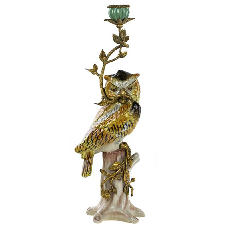 Подсвечник Owl Bronze Branch Candlestick Бронза Желтый Коричневый в Ижевске | Loft Concept 