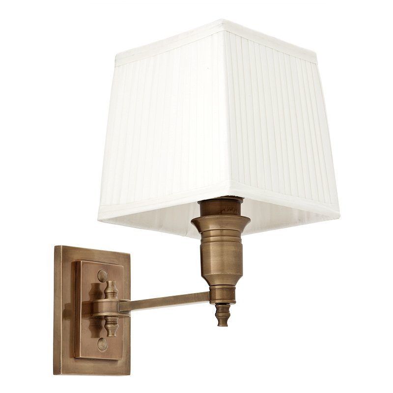 Бра Wall Lamp Lexington Single Brass+White Латунь Античная полированная Белый в Ижевске | Loft Concept 