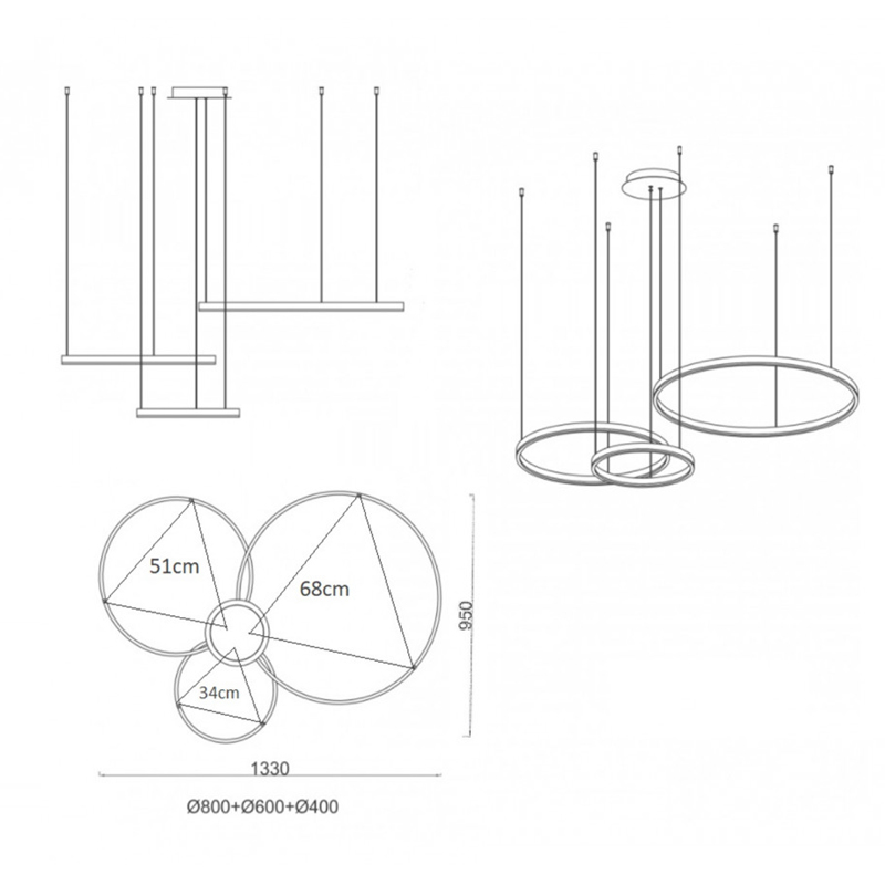 Люстра Crystal round chandelier 3 кольца Белый в Ижевске