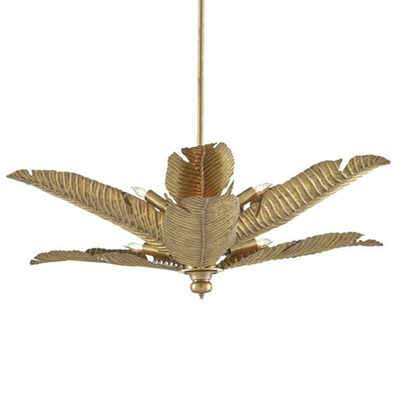 Дизайнерская Люстра Золотые Листья Пальмы Modern Golden Palm Leaves Chandelier Золотой в Ижевске | Loft Concept 