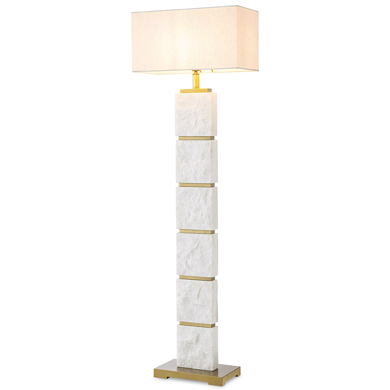 Торшер Eichholtz Floor Lamp Newton Marble Белый Мрамор Bianco Кремовый Латунь в Ижевске | Loft Concept 