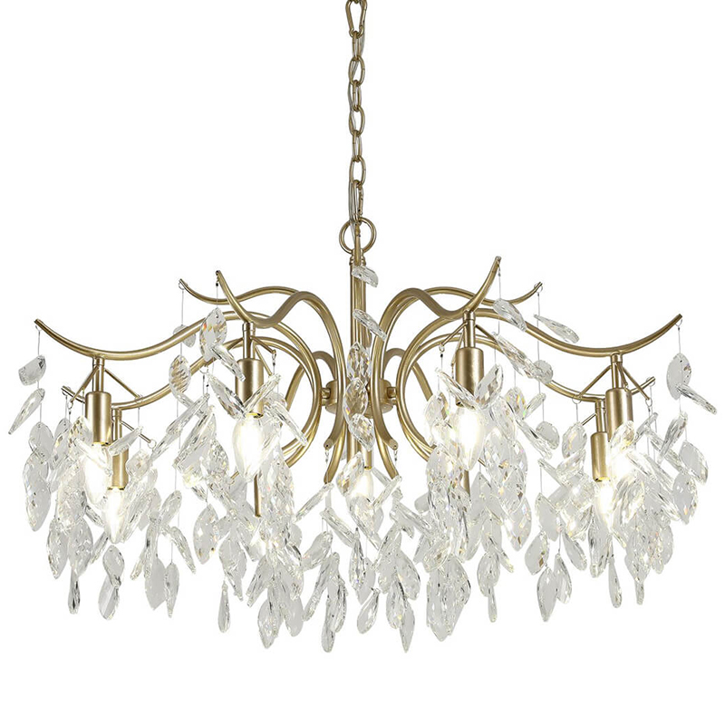 Люстра Hanging Crystal Leaves Chandelier 83 матовое золото Прозрачный (Transparent) в Ижевске | Loft Concept 