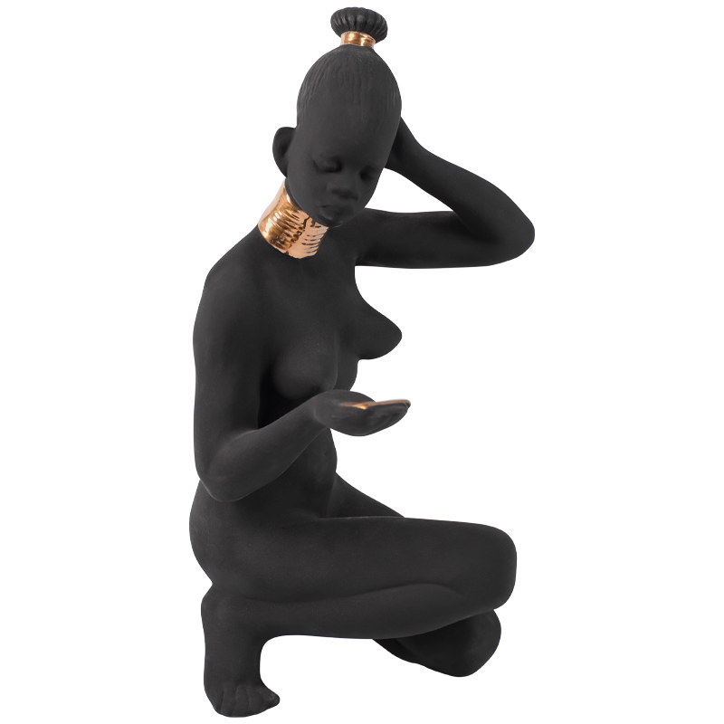 Статуэтка African Woman Sitting Statuette Черный Золотой в Ижевске | Loft Concept 