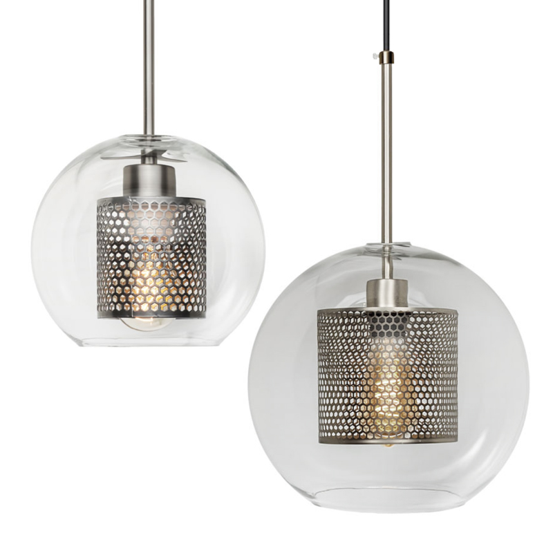 Perforated Vessel Pendant Lamp Nickel Ball Никель Прозрачное Стекло в Ижевске | Loft Concept 