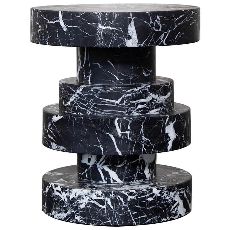 Приставной стол Apollo Stool Nero Marquina дизайн Kelly Wearstler Черно-белый Черный Мрамор Nero в Ижевске | Loft Concept 