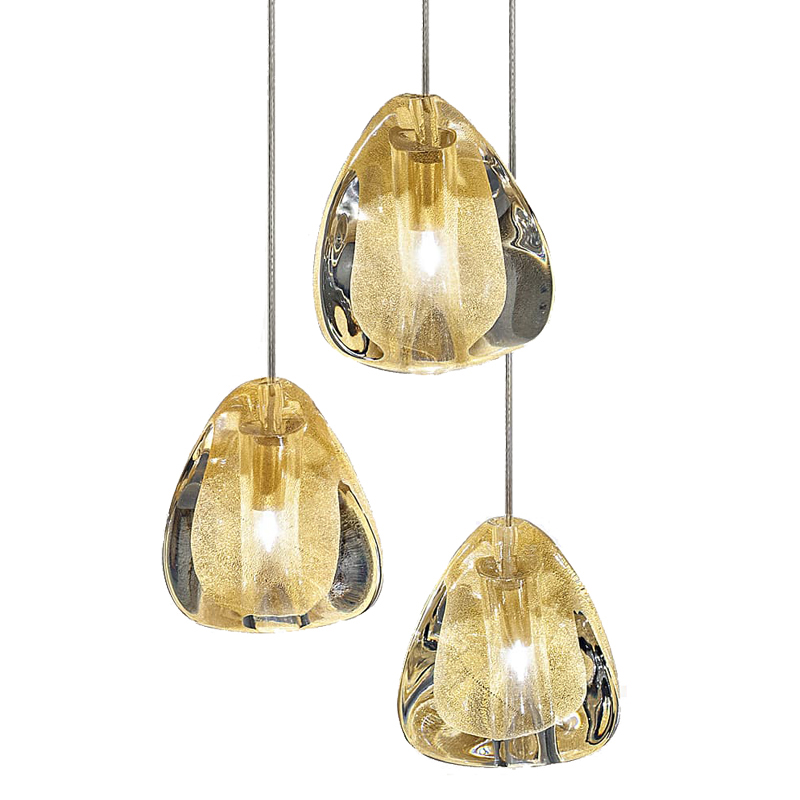 Подвесной светильник Mizu 1 Suspension Lamp Gold Янтарь (Amber) Хром в Ижевске | Loft Concept 