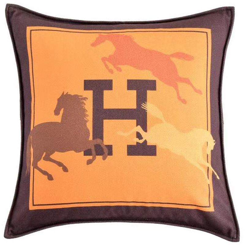 Декоративная подушка Hermes Horse 45 Желтый Коричневый Оранжевый в Ижевске | Loft Concept 