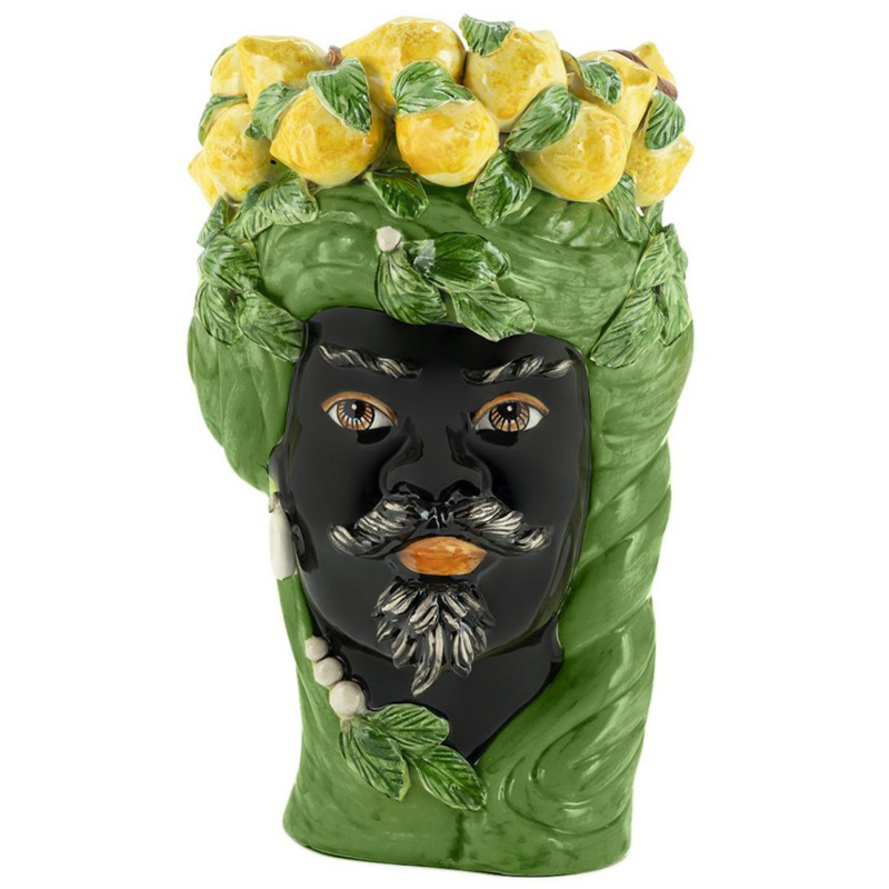 Ваза Vase Lemon Head Man Green Зеленый Желтый Черный в Ижевске | Loft Concept 