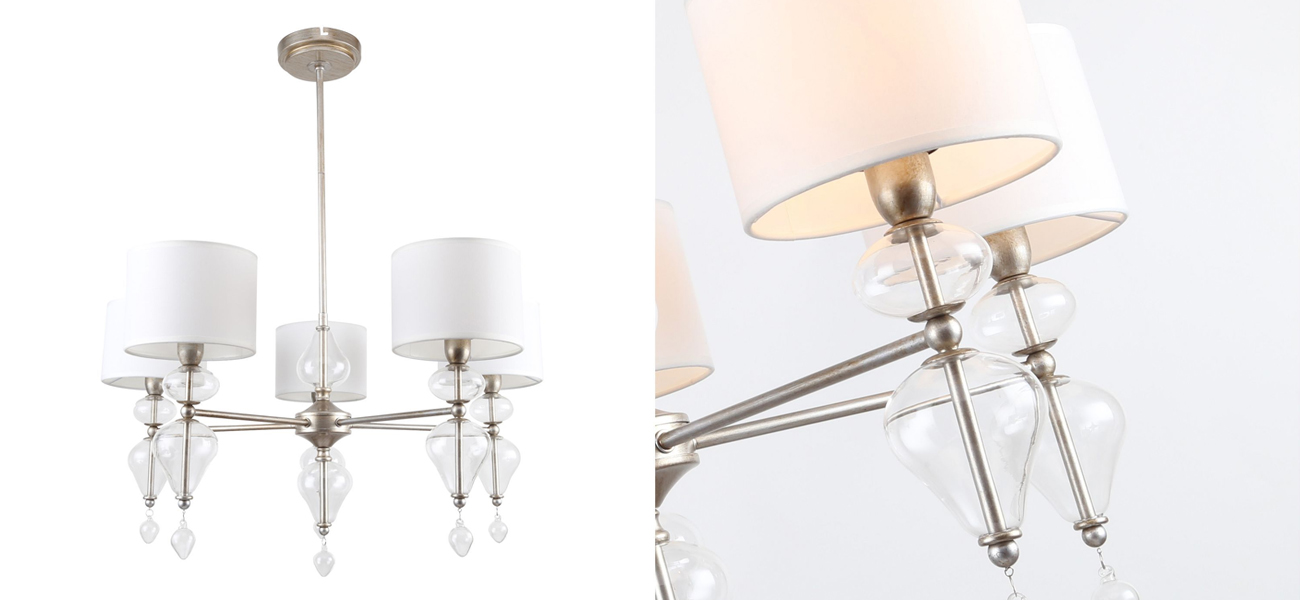 Люстра с декором из выдувного стекла TRICKLE 5 ламп - фото