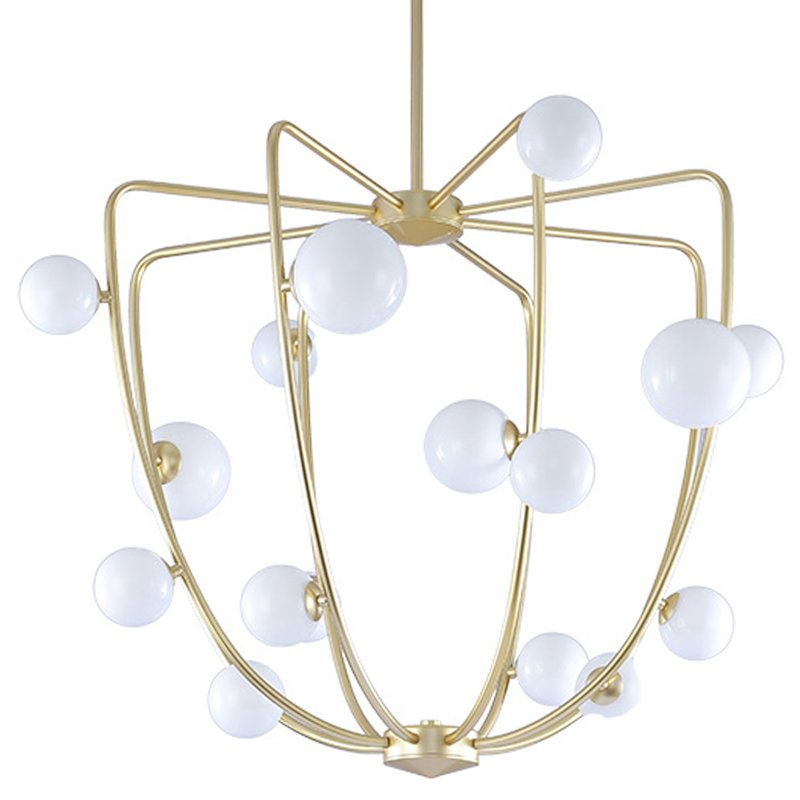 Люстра Cherry Bomb Cage Chandelier CB.36.01 Латунь Прозрачный белый в Ижевске | Loft Concept 