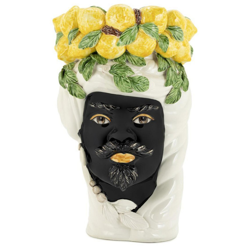 Ваза Vase Lemon Head Man White Белый Черный Желтый Зеленый в Ижевске | Loft Concept 