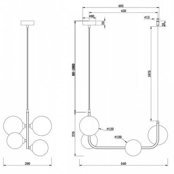 Люстра Marcan 4 Ball Chandelier Black Line в Ижевске