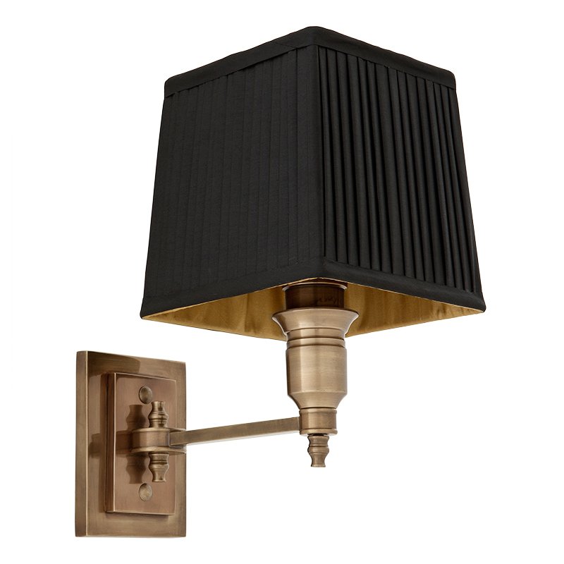 Бра Wall Lamp Lexington Single Brass+Black Латунь Античная полированная Черный в Ижевске | Loft Concept 