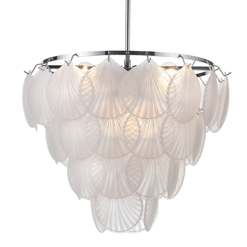 Люстра Glass Shells Suspension Chandelier Белый Хром в Ижевске | Loft Concept 