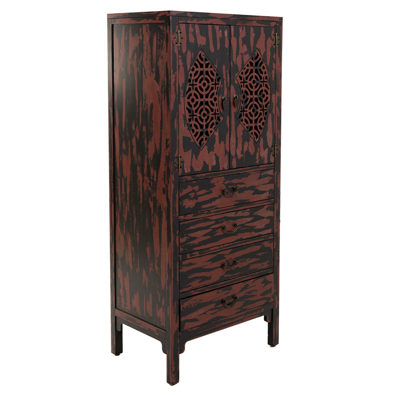 Шкаф деревянный в Китайском стиле Chinese Cabinet William Черный Красный в Ижевске | Loft Concept 