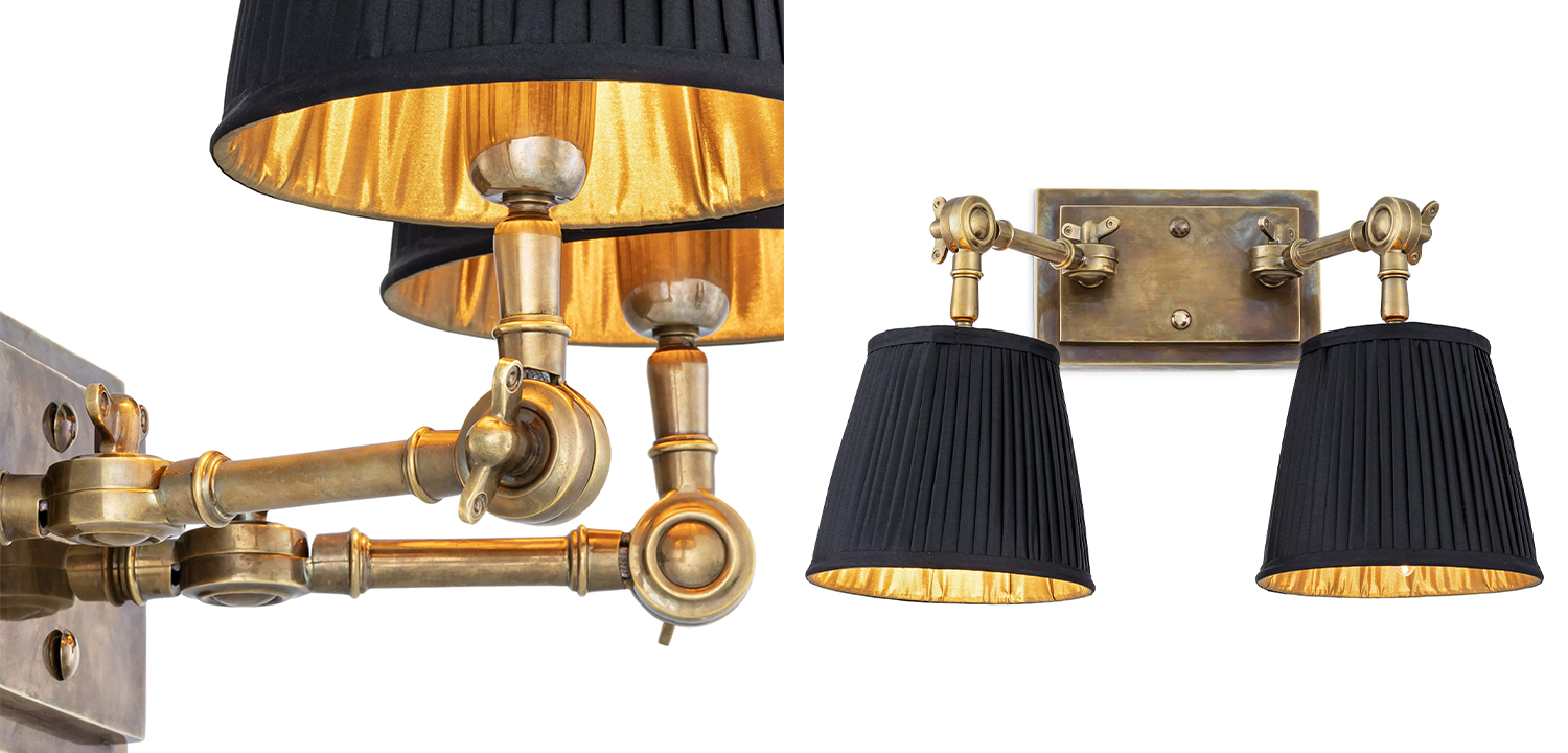 Бра Eichholtz Wall Lamp Wentworth Double Brass - фото №1