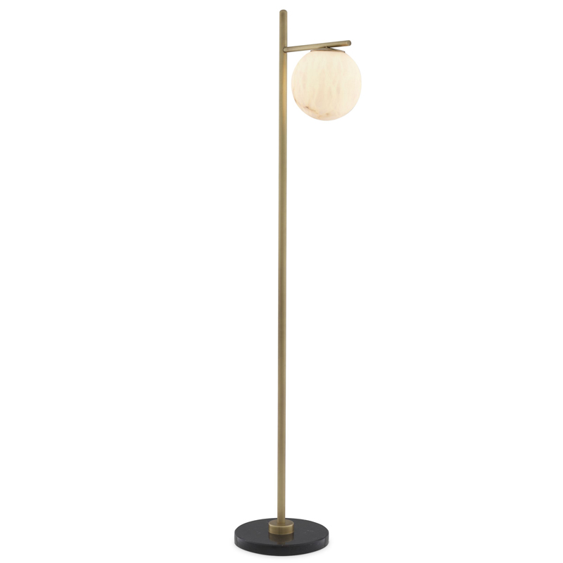 Торшер Eichholtz Floor Lamp Faloria Белый Латунь Античная полированная Черный Мрамор Nero в Ижевске | Loft Concept 