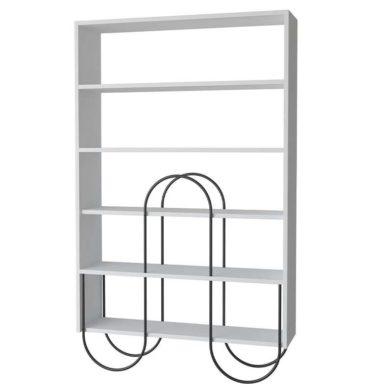 Стеллаж прямой белый с 5-ю открытыми полками NORFOLK BOOKCASE WHITE Черный Белый в Ижевске | Loft Concept 