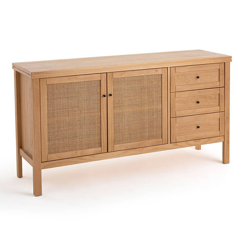 Комод в скандинавском стиле с 2-мя плетеными дверцами Niels Wicker Chest of drawers Древесина в Ижевске | Loft Concept 