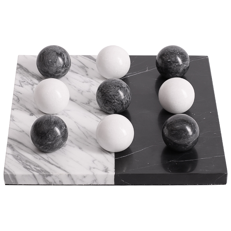 Аксессуар для интерьера Marble Board and Balls Черный Мрамор Nero Белый Мрамор Bianco Белый в Ижевске | Loft Concept 