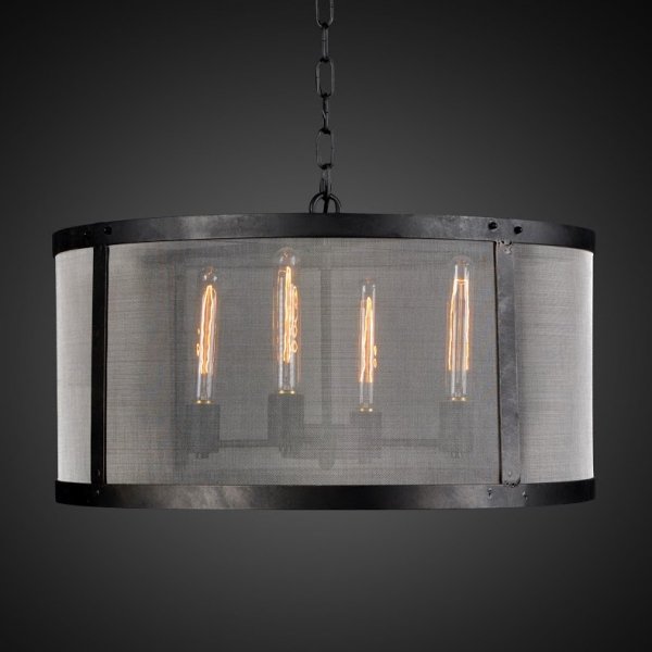 Люстра RH Riveted Mesh Chandelier Round Черный в Ижевске | Loft Concept 