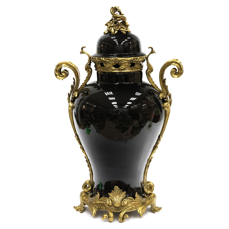 Большая ваза Selenia Black Vase Bronze Patterns Черный Бронза в Ижевске | Loft Concept 