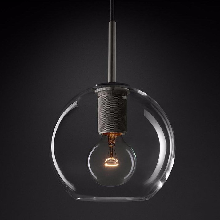 Подвесной светильник RH Utilitaire Globe Pendant Black Темная бронза Прозрачное Стекло в Ижевске | Loft Concept 