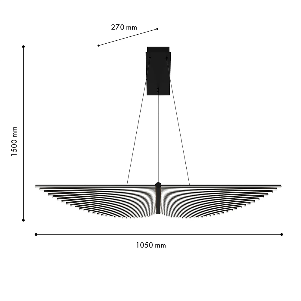 Люстра в виде распахнутых крыльев из тонких металлических планок Flight of Freedom в Ижевске