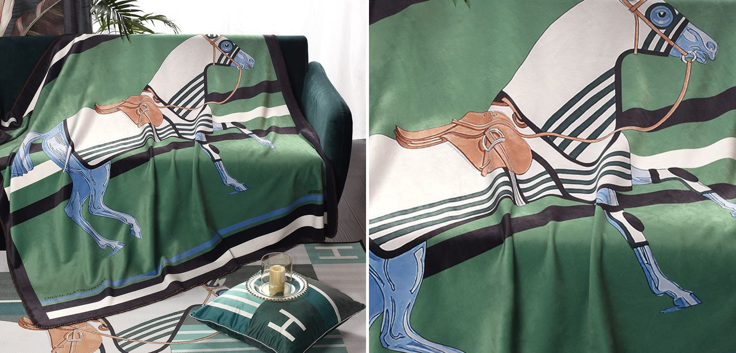 Плед Hermes Horse Green Plaid - фото
