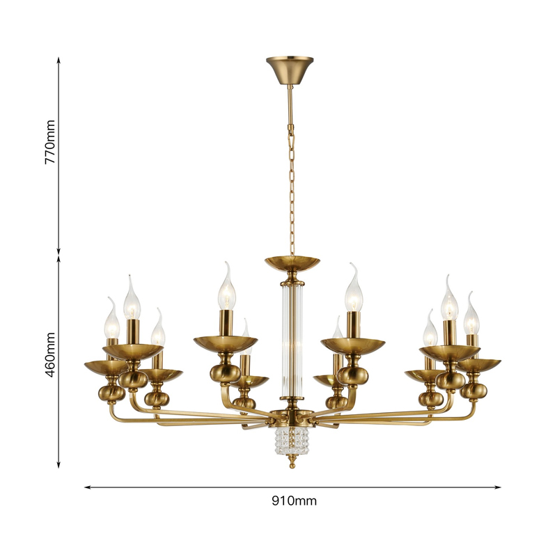 Люстра бронзового цвета со стеклянным декором Candelabrum D91 см в Ижевске