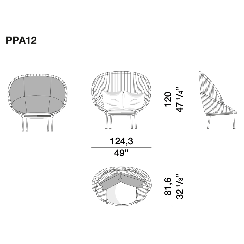 Дизайнерское уличное кресло с веревочной спинкой PETALO Armchair в Ижевске