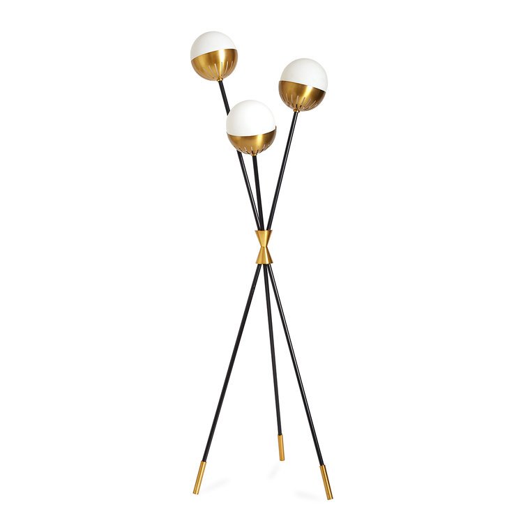 Торшер Caracas Tripod Floor Lamp Черный Белый Латунь в Ижевске | Loft Concept 