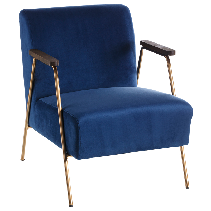 Кресло Domitila Armchair blue Синий Золотой Коричневый в Ижевске | Loft Concept 