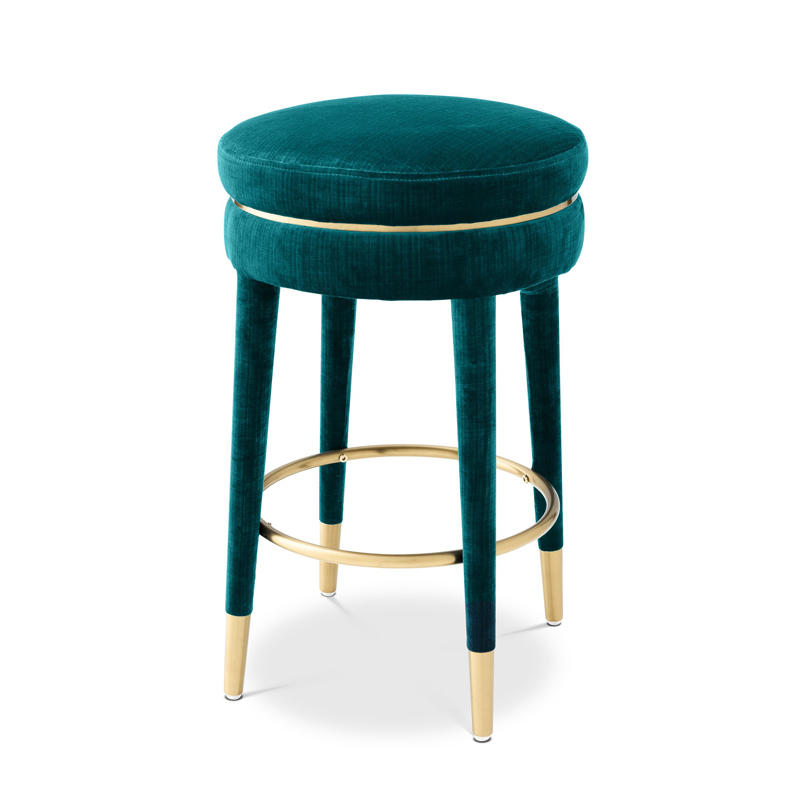 Полубарный стул Eichholtz Counter Stool Parisian blue Бирюзовый Латунь в Ижевске | Loft Concept 