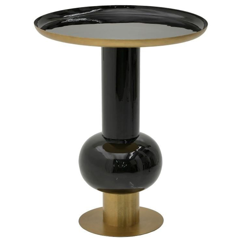 Круглый металлический приставной стол Calem Side Table Gold Black Золотой Черный в Ижевске | Loft Concept 