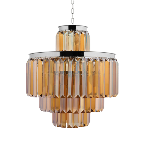 Люстра RH 1920s Odeon Smoke Chandelier 50/4 Янтарь (Amber) Хром в Ижевске | Loft Concept 