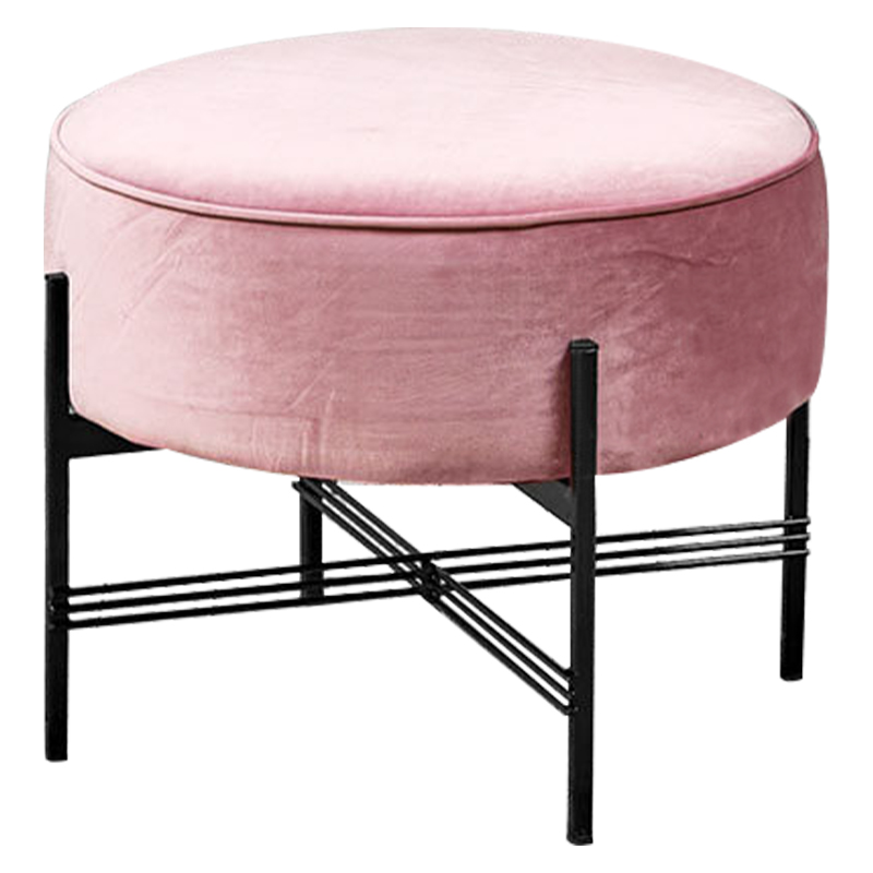 Пуф розовый велюровый Sanjay Velour Pouf Pink Дымчатая Роза Черный в Ижевске | Loft Concept 