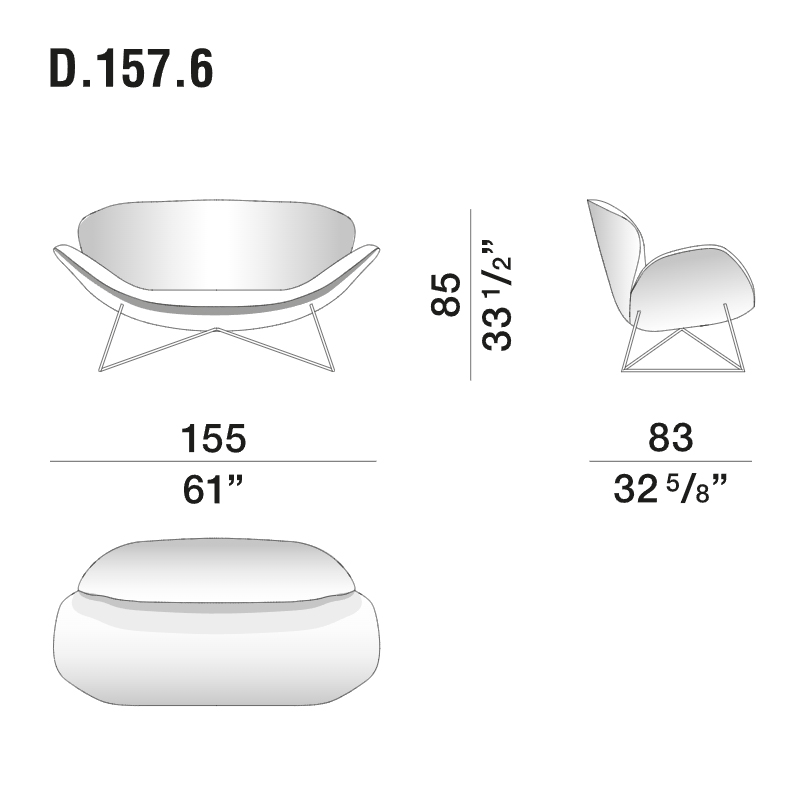 Дизайнерский двухместный диван Gio Ponti D.157.6  - DUE FOGLIE Sofa в Ижевске